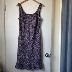 Connected Vintage Dress Scoop Neck Purple Polka Dot Girly Fairy 90s Y2K Size 12